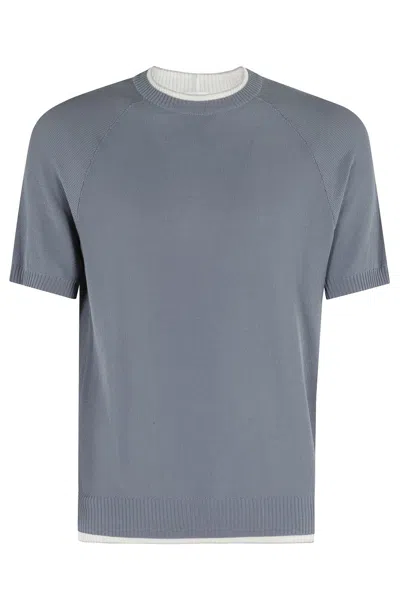 Eleventy Premium Short-sleeve Knit Jersey In Blue