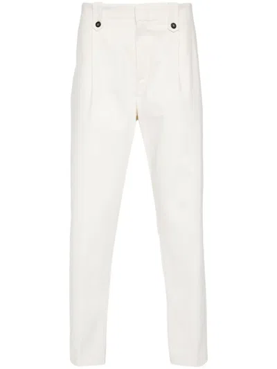 Eleventy Pressed-crease Straigh-leg Trousers In White