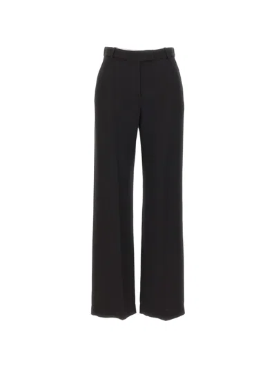 Eleventy Pressed-crease Silk Tailored Trousers In Black