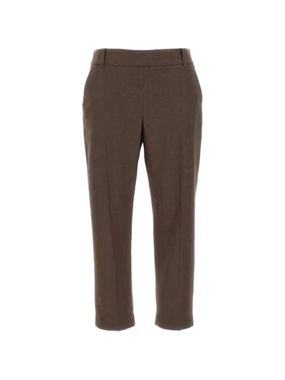 Eleventy Pressed-crease Trousers In Brown