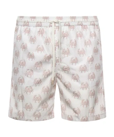 Eleventy Crab-print Swim Shorts In Neutral