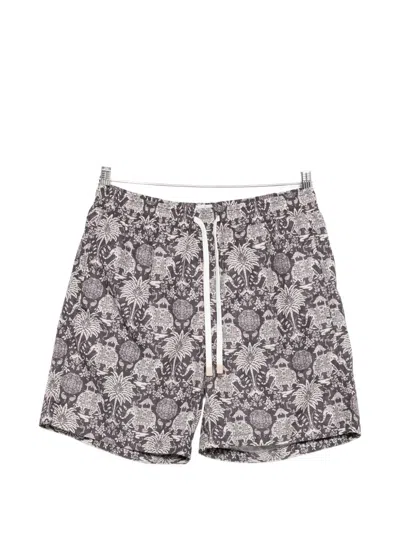 Eleventy Printed Drawstring Swim Shorts In Black