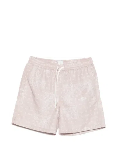 Eleventy Printed Drawstring Swim Shorts In Pink