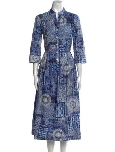 Pre-owned Eleventy Printed Long Dress In Blue