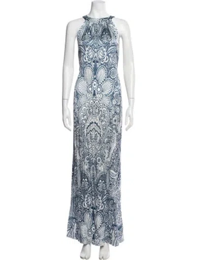 Pre-owned Eleventy Printed Long Dress In Blue