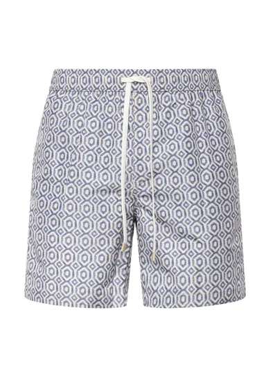 Eleventy Printed Nylon Swimsuit In Blue