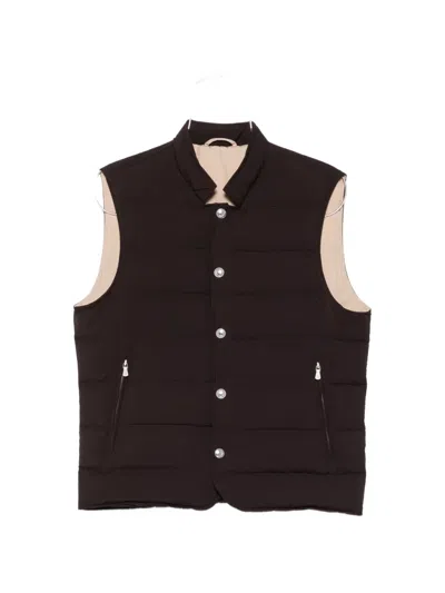 Eleventy Quilted Gilet In Brown