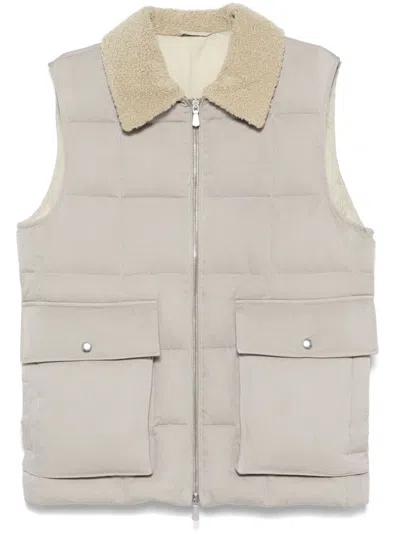 Eleventy Quilted Gilet In Grey