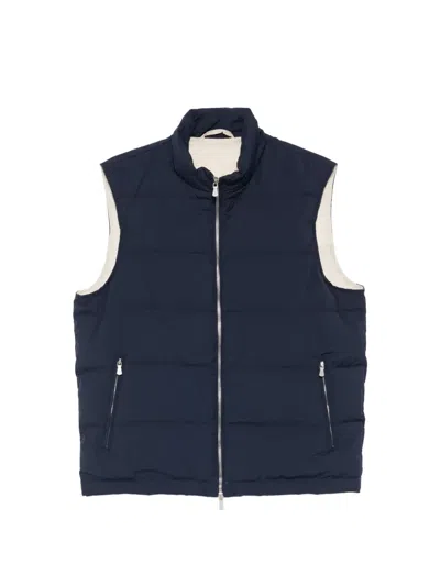 Eleventy Quilted Gilet In Blue