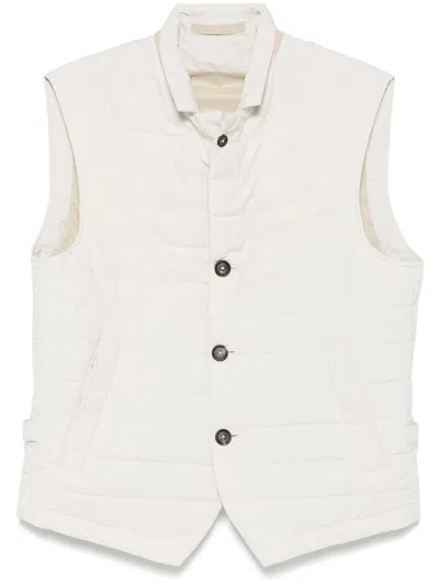 Eleventy Quilted Gilet In Neutrals