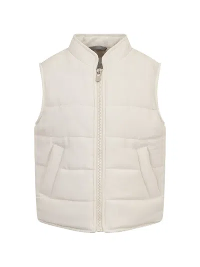 Eleventy Kids' Quilted Gilet In White