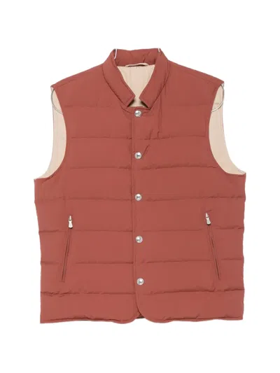 Eleventy Quilted High-neck Gilet In Brown