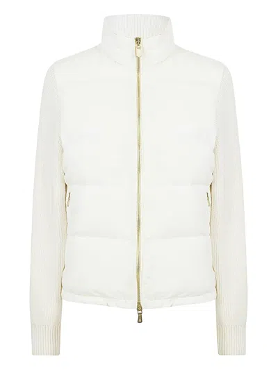 Eleventy Quilted Knitted-sleeve Jacket In Neutral
