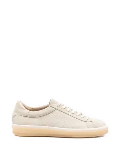 Eleventy Quilted Leather Lace-up Sneakers In Neutral