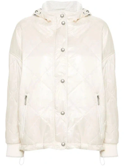 Eleventy Quilted Logo-engraved Padded Jacket In Neutral