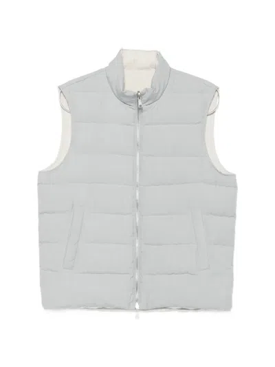 Eleventy Quilted Padded Gilet In Gray