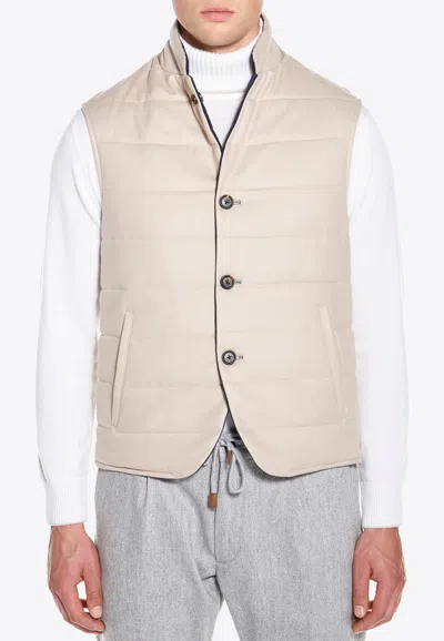 Eleventy Quilted Padded Gilet In Neutral