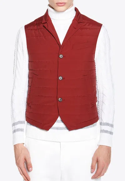 Eleventy Quilted Padded Gilet In Red