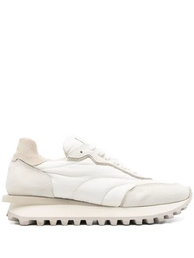 Eleventy Quilted Panelled Sneakers In White