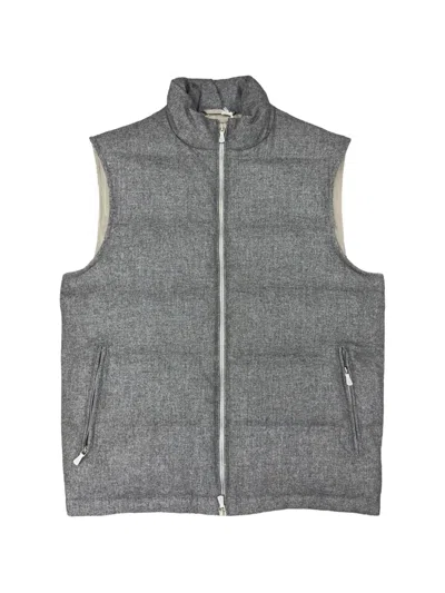 Eleventy Quilted Wool Vest In Gray