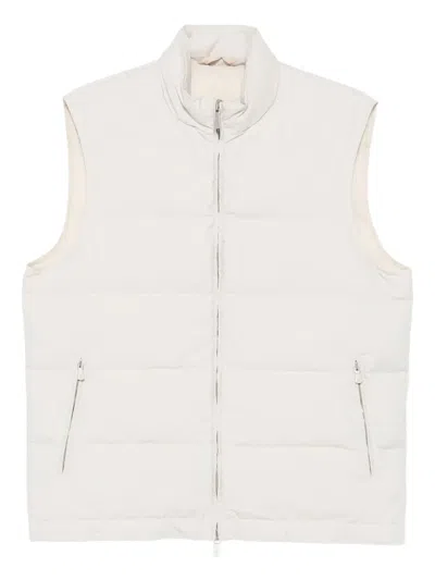 Eleventy Quilted Zip-front Vest In White