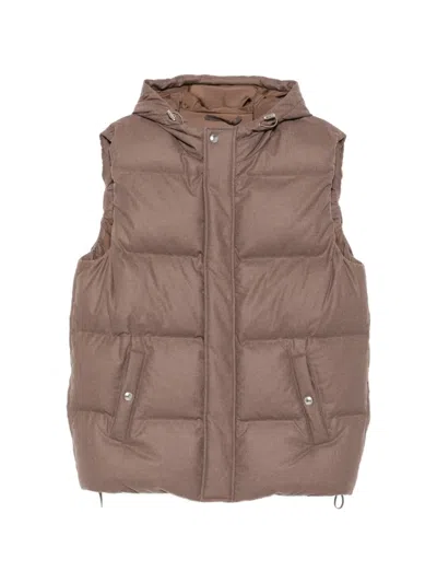 Eleventy Quilted-pattern Gilet In Brown