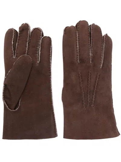 Eleventy Raised-seam Gloves In Brown