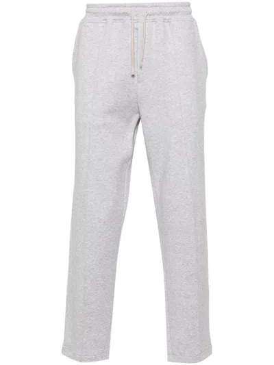 Eleventy Raised-seam Track Pants In Grigio Chiaro Melange