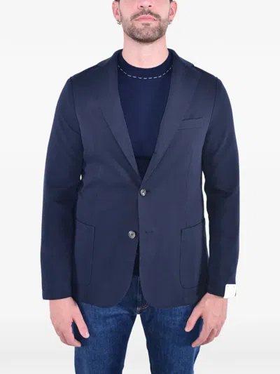 Eleventy Raw-cut Single-breasted Blazer In Blue