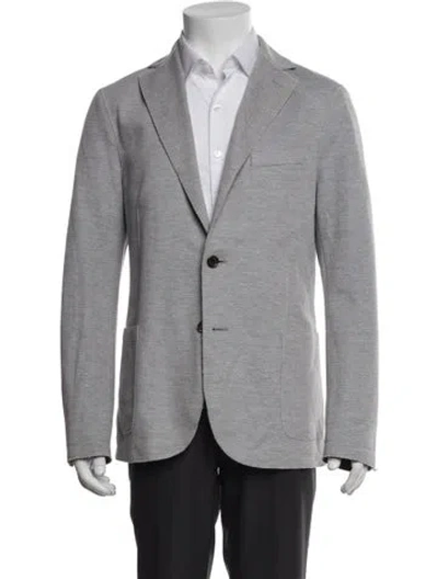 Pre-owned Eleventy Raw-edge Trim Blazer In Grey
