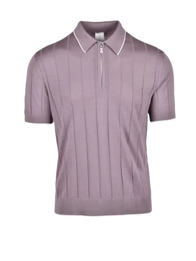 Eleventy Red Men Wool Knitted Polo In Gray