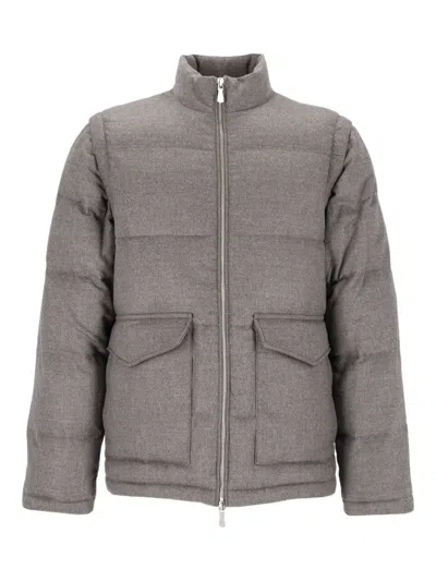 Eleventy Relax Fit Padded Down Jacket In Gray