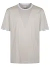 Eleventy Relaxed-fit Beige Cotton T-shirt With Contrasting Accents In White