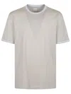 Eleventy Relaxed-fit Beige Cotton T-shirt With Contrasting Accents In White