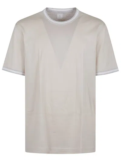 Eleventy Relaxed-fit Beige Cotton T-shirt With Contrasting Accents In Neutrals