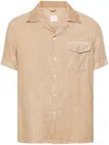 Eleventy Relaxed Fit Linen Short Sleeve Shirt In Neutral