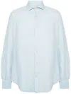 Eleventy Slub-texture Linen Shirt In Blue