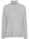 Eleventy Relaxed Fit Turtleneck Sweater In Grey Knit In Gray
