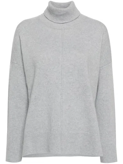 Eleventy Relaxed Fit Turtleneck Sweater With Vertical Seam Detail In White