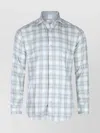 Eleventy Relaxed Plaid Long Sleeve Button-down Shirt In Blue