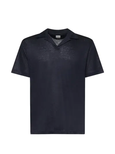 Eleventy Revere-collar T-shirt In Blue