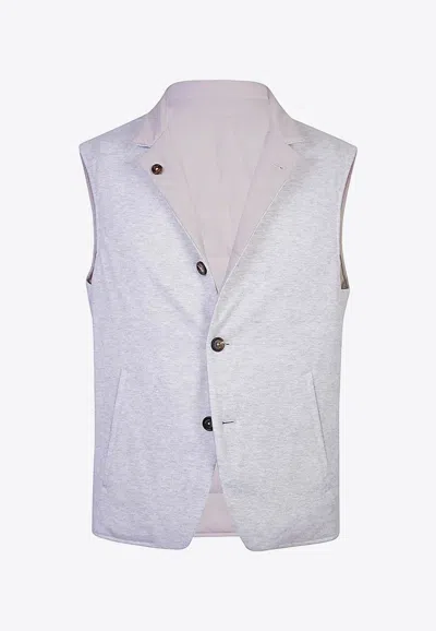 Eleventy Reversible Buttoned Vest In Gray