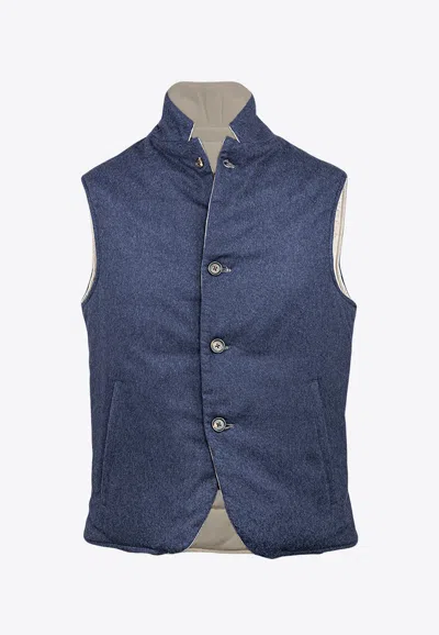 Eleventy Reversible Denim Vest In Black
