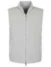 Eleventy Reversible Down Vest With Velvety Suede In Gray