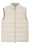Eleventy Reversible Linen Down Puffer Vest In 02-07 Sand And Sage