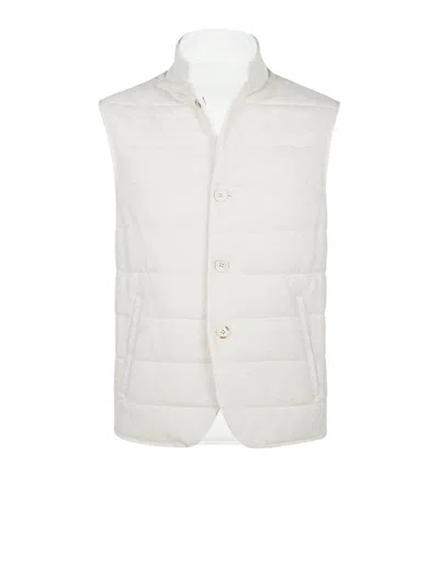 ELEVENTY ELEVENTY REVERSIBLE QUILTED WHITE VEST