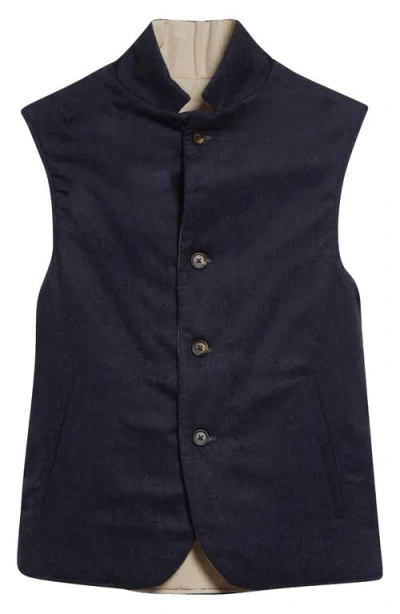 Eleventy Reversible Silk & Cashmere Vest In Blue Sand