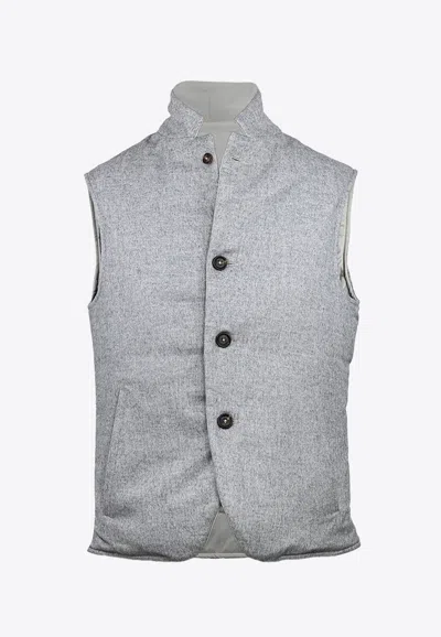 Eleventy Reversible Silk And Cashmere Vest In Brown