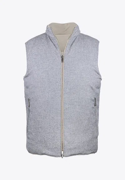 Eleventy Reversible Suede Zip-up Vest In Gray