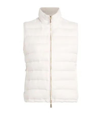 Eleventy Reversible Water-repellent Down Gilet In White